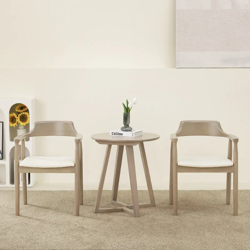 All solid wood round coffee table to meet guests to negotiate coffee shop milk tea shop table and chair combination
