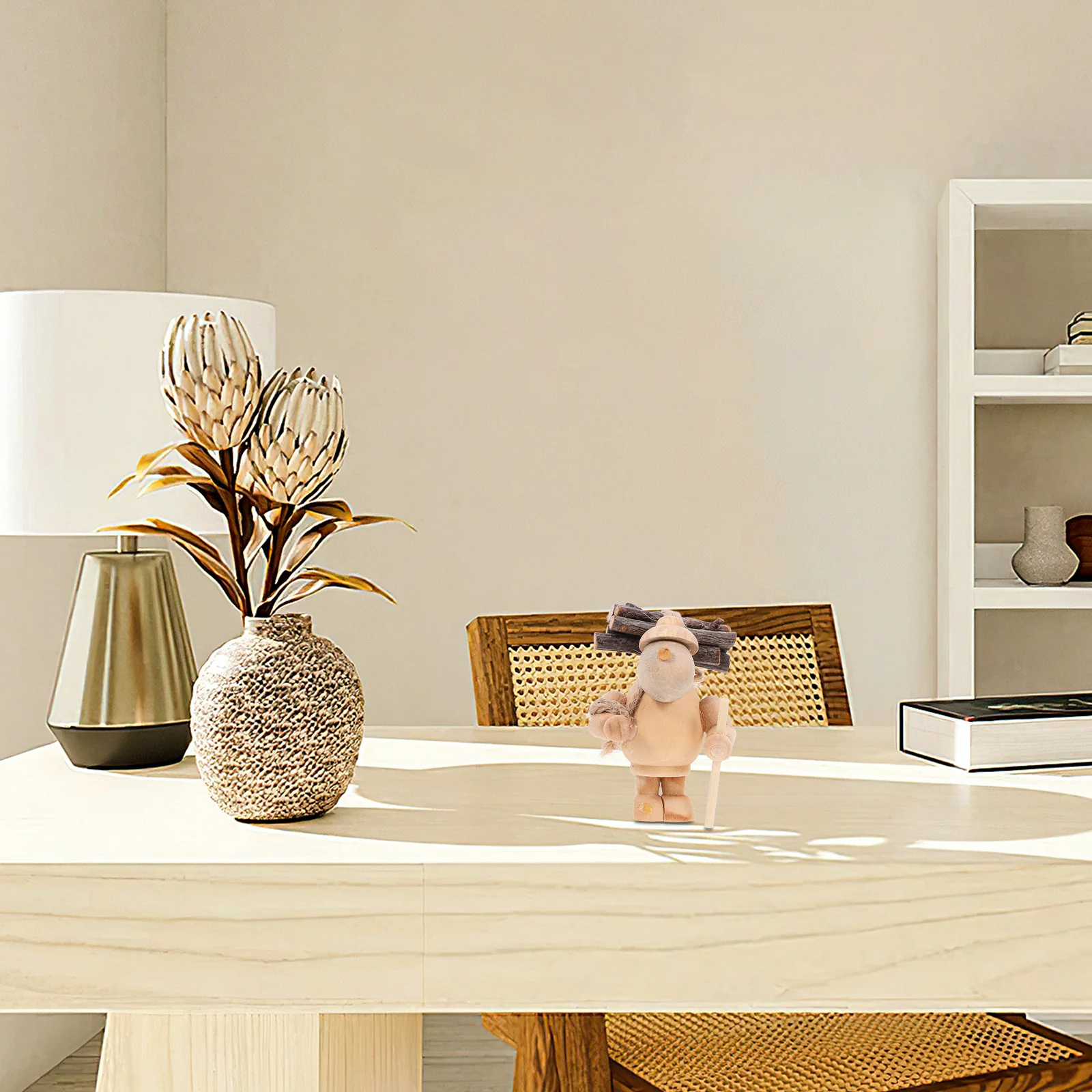 Mini-Dekoration, Holzhandwerk, Cartoon-Holzfigur, kleines Haus, Garten, Innenhof, niedliche kompakte Holzornament für den Schreibtisch