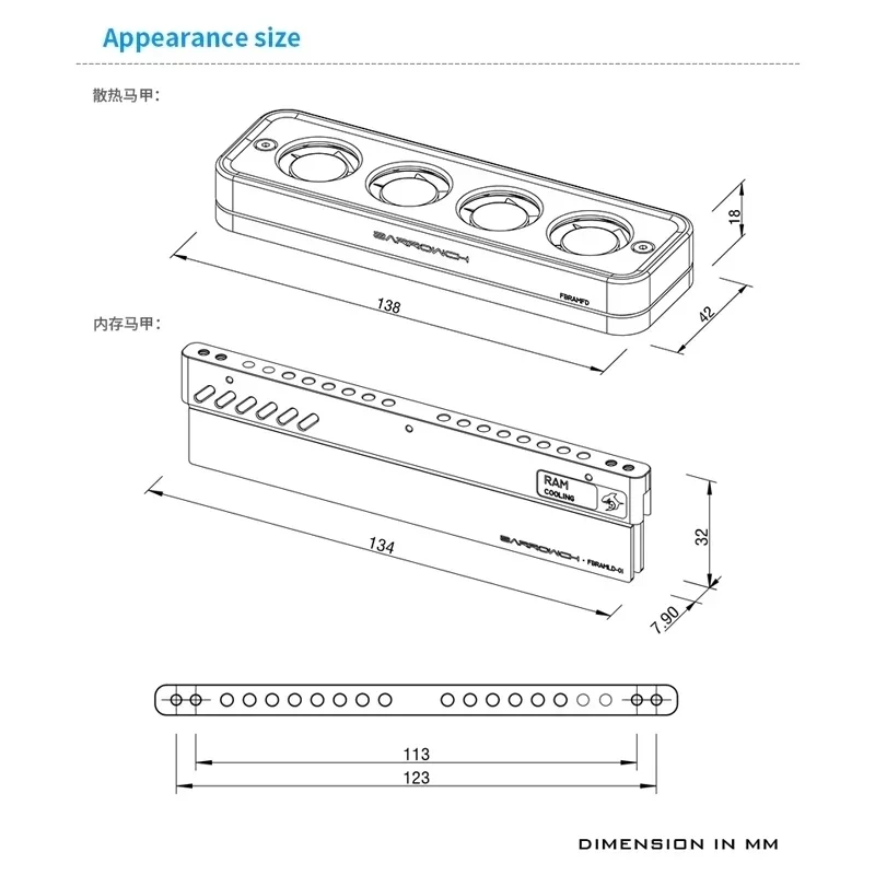 Barrowch 4PCS DDR5 RAM Radiator Fan Air Cooled Heat Radiation For PC Computer DDR5 DDR4 Memory Cooling