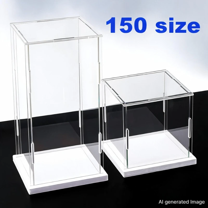 Klare Selbstmontage-Acryl-Vitrine Acryl-Ausstellungsbox Transparenter Staubdichter Schutz-Schaukasten mit weißem Sockel