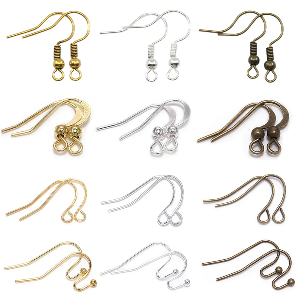 100 sztuk / partia 20 * 17 mm 10 kolorowych żelaznych koralików Charms Kolczyki Druty z zaczepem na ucho Kolczyki Zapięcia Materiały do tworzenia biżuterii DIY