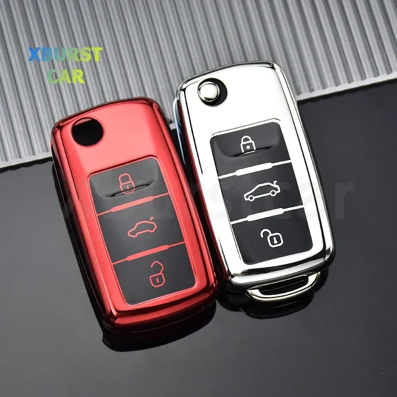 For Volkswagen Vw Tiguan Passat Bora Beetle Caddy T5 Up Eos Skoda A5 Seat Leon Alte TPU Car Key Case Cover Bag Shell