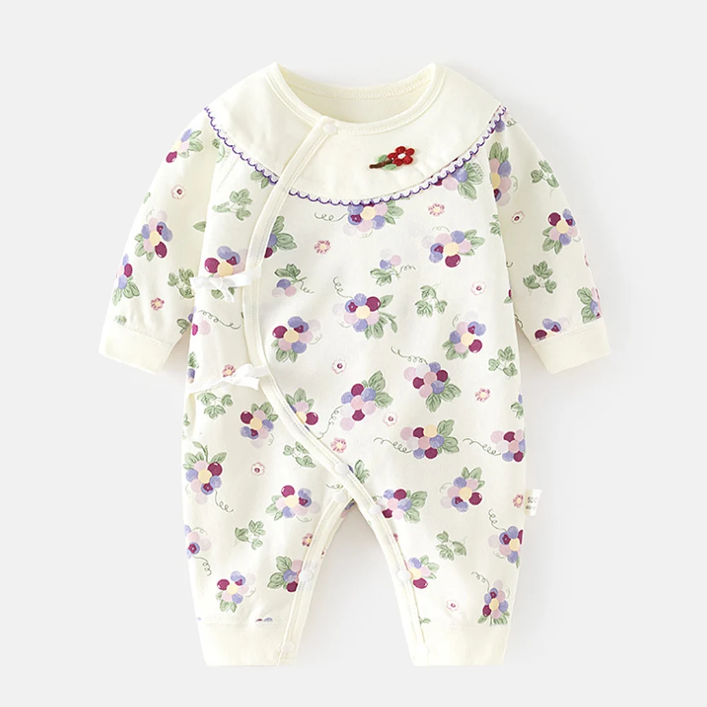 0 3 Months Baby Rompers For Girls Long Sleeve Floral Cotton Spring Autumn Newborn Clothes 0-3 Months Hospital Baby Jumpsuit