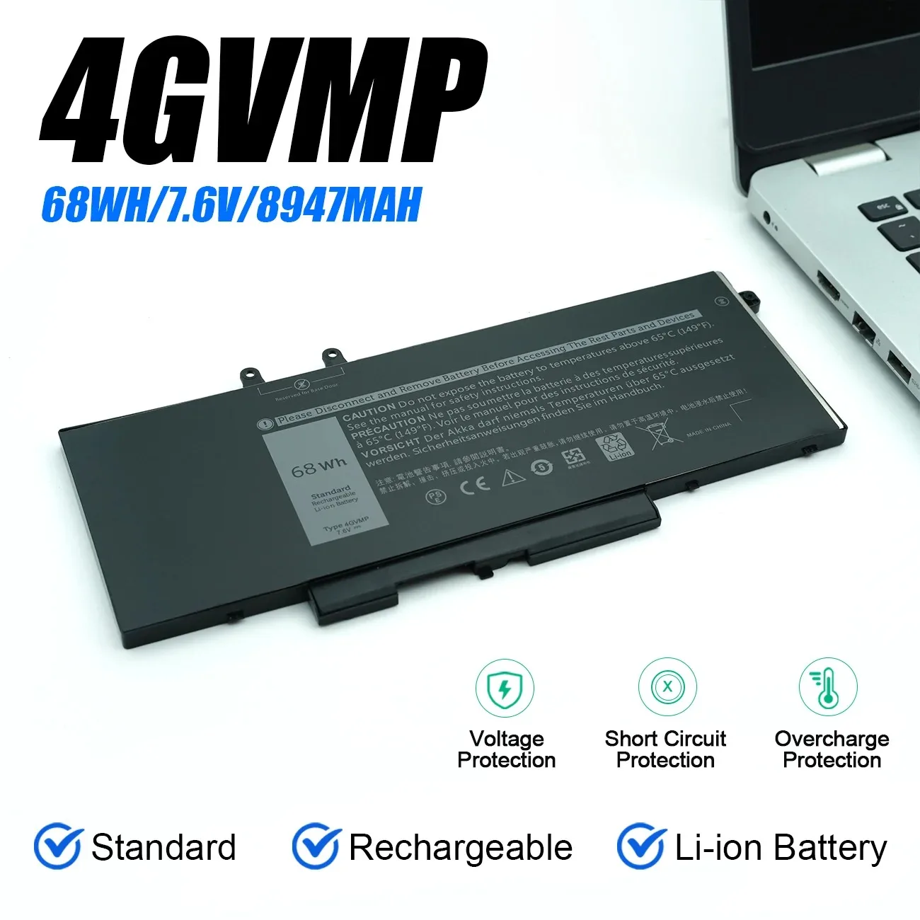 4GVMP Laptop Battery for Dell Latitude 5400 5500 Precision 3540 Inspiron 7590 7591 7791 2-in-1 P84F P42E R8D7N