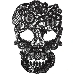 1Pc Skull Embroidery Patch Fabric Lace Applique Garment Hoodie Accessories Sew on Patches DIY Repair