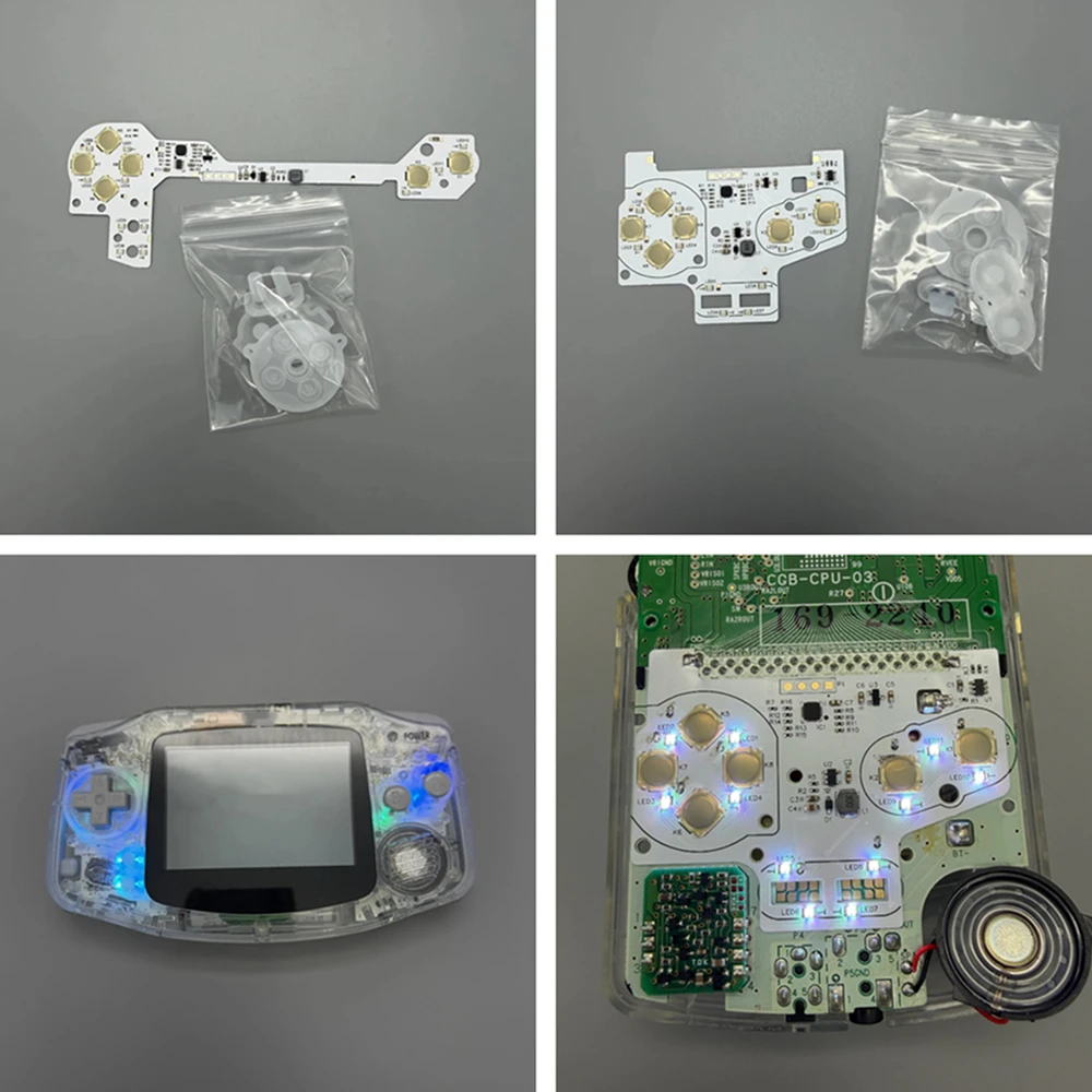 

Металлическая кнопка-пружина с подсветкой, совместимая с GAMEBOY GBC GBA. RGB-подсветка, индивидуальная цветовая гамма.