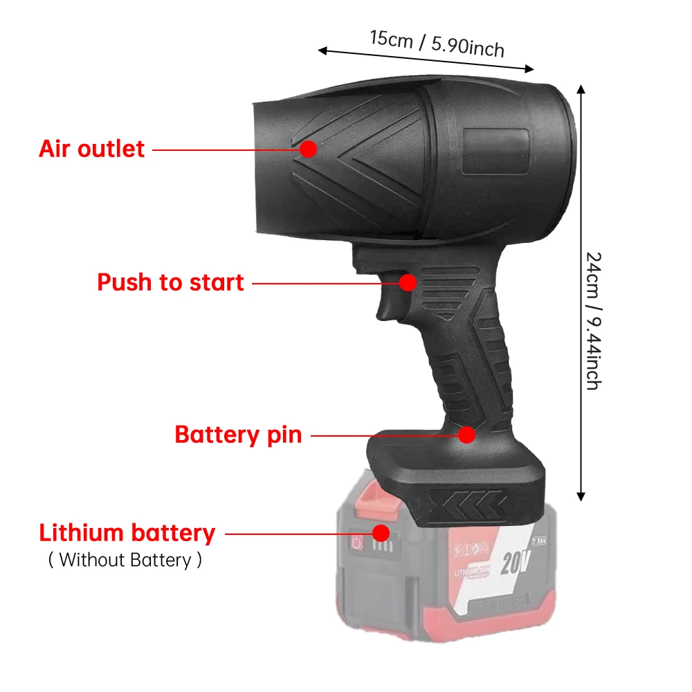 1000W Turbo Fan Violent Air Gun 500g Thrust Stepless Speed High Power Turbofan Leaf Blower Handheld Jet Fan for Makita Battery