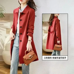 Double layer windbreaker women's mid length 2023 spring and autumn small figure fashionable and age reducing temperament casual