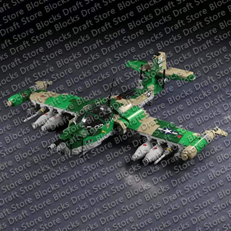 A-37 Light Attack Aircraft Model MOC Building Bricks War Equipment Modular Technology Gifts Holiday Assemble Toys Suit QWERT