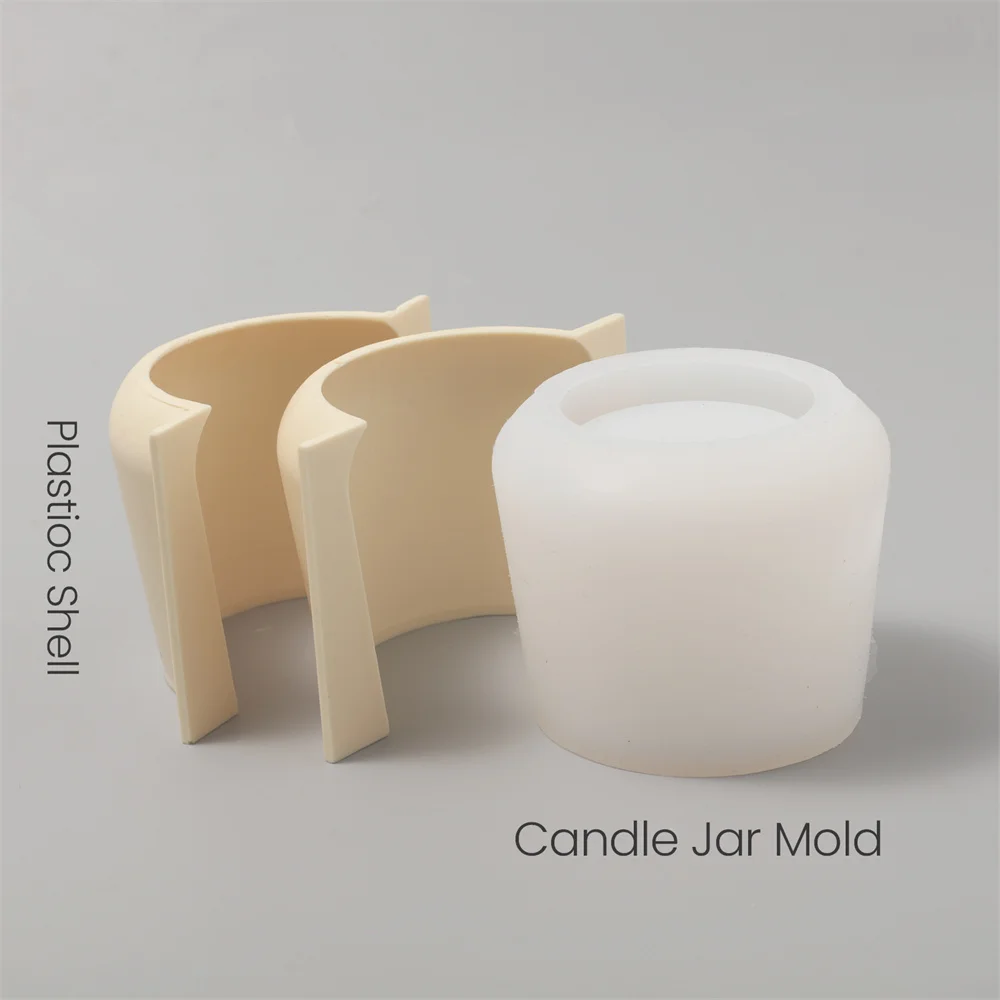 Nicole Minimalist Trapezoid Candle Jar with Lid Silicone Mold for Gypsum Decor Handmade Jesmonite Candle Vessel Artworks Making