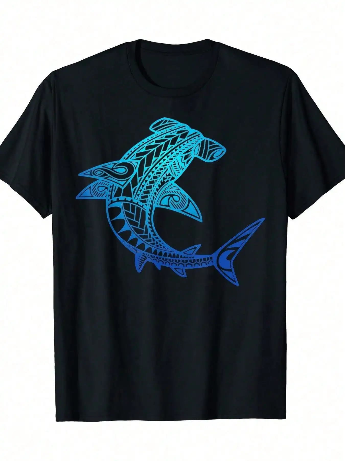 Hawaiian Tribal-Style Shark Dedicated To Hawaiian Beach Lovers Cool T-Shirt Comfortable Cotton Crew Neck Short Sleeve Tee
