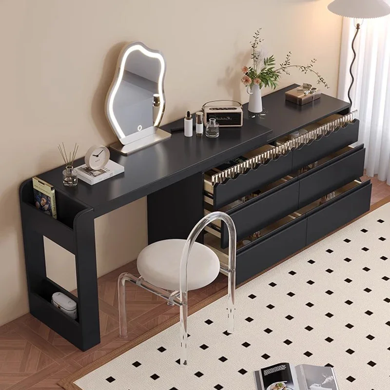 Makeup Mirror Black Vanity Table Chair Cheap Furniture Headdresses Desk Girls Luxury Nordic Dressing Accent Dresser Drawers Set