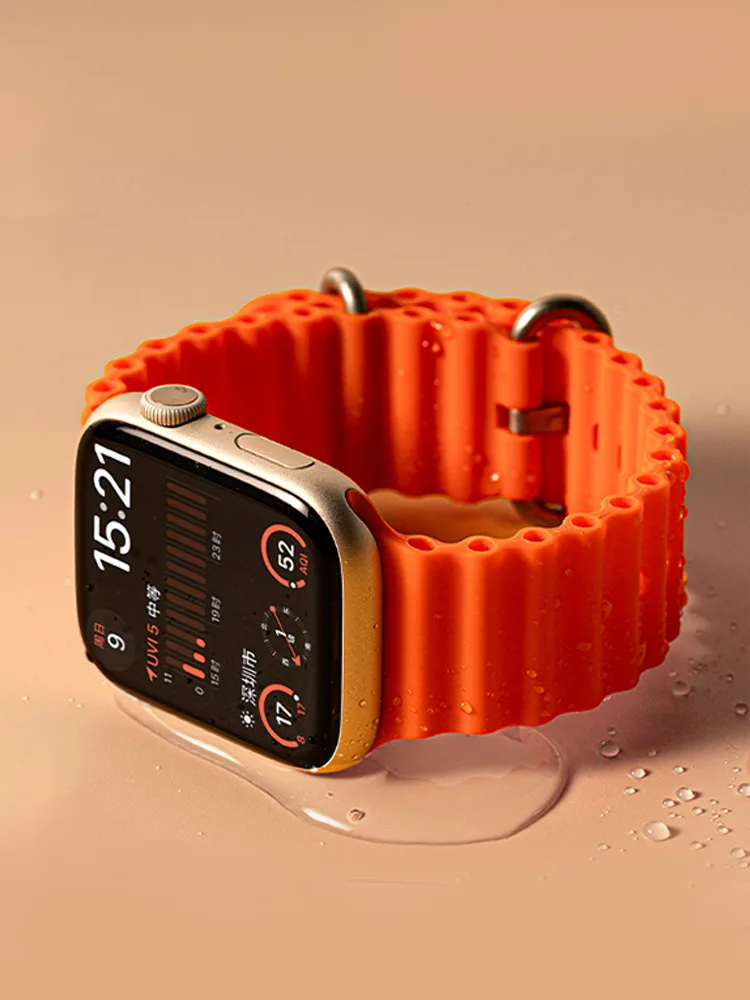 Pasek Ocean do Apple Watch 45mm 40mm Ultra 2 49mm 44mm 41mm 46mm 42mm Silikonowa sportowa bransoletka seria 10 9 8 7 6 5 4 3 SE — 2