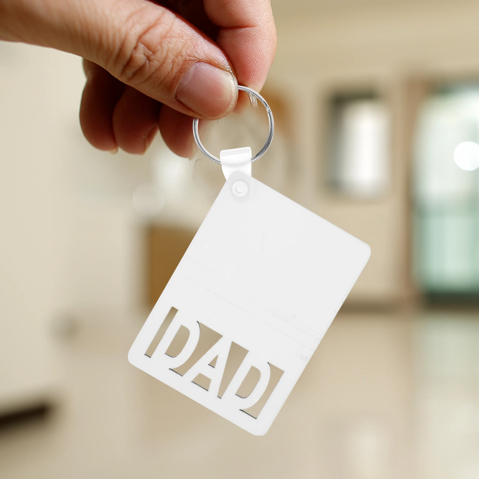 

6 pcs Sublimation Dad Sign Keychain Diy Heat Transfer Key Ring Blank Double Sided Dad Keychains For Father'S Day Gift Pendant