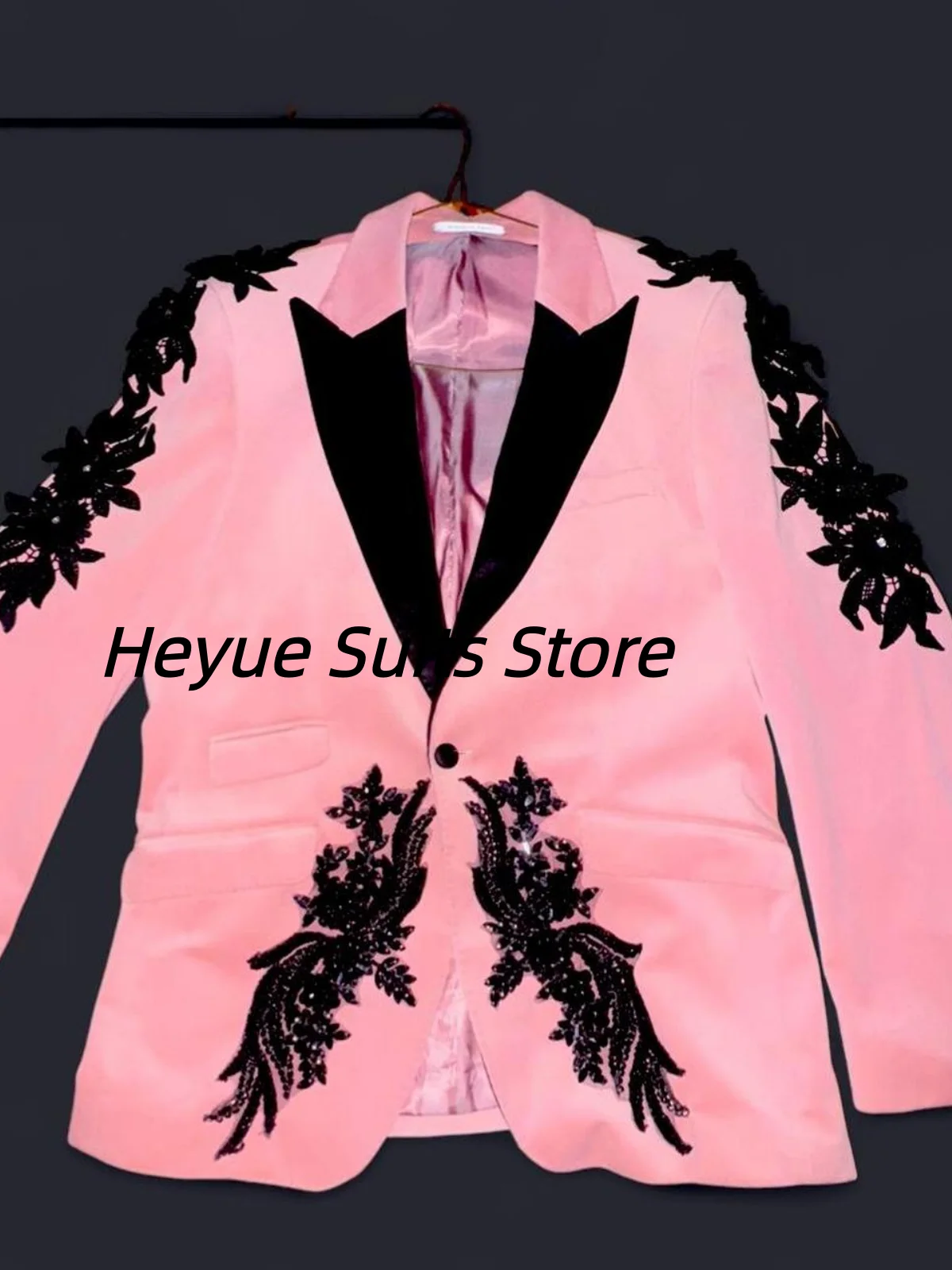 

Male Prom Blazers Slim Fit Peak Lapel Groom Wedding Tuxedos Gorgeous Rhinestone2Pcs Sets Customized Banquet Men Suit Ropa Hombre
