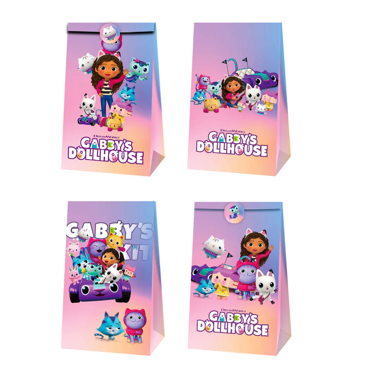 12/36Pcs Gabby Dollhouse Cats Gift Bag Candy Loot Bag Party Festival Event Cartoon Birthday Decoration Favor Party Supplies