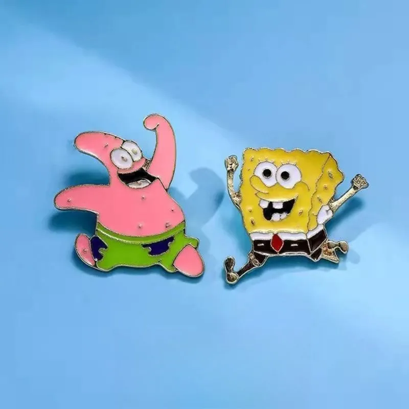 

Premium SpongeBob Squidward Krabs Patrick Enamel Pins Kawaii Japanese Style Metal Badges Backpack Decor Gift for Kids Teens Fans