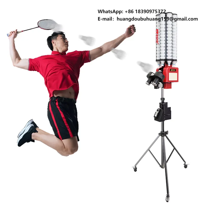 

SIBOASI Professional Online Coach Badminton Machine Portable Training Feeder 180 Balls Big Capacity Shuttlecock Collector Metal