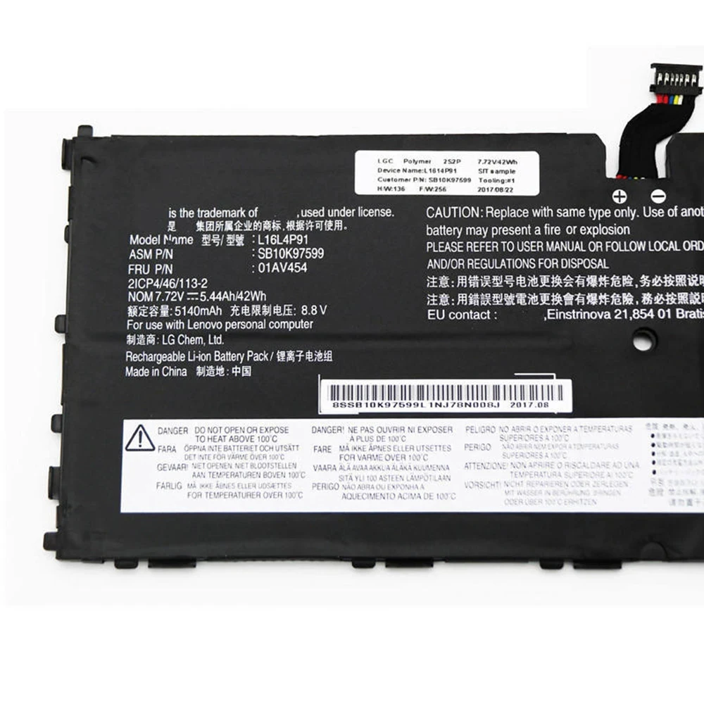 YOOFAN New Genuine Original L16L4P91 7.72V 42Wh Laptop Battery for Lenovo ThinkPad X1 Tablet GEN 3 3RD GEN-20KJ000NAU 01AV454