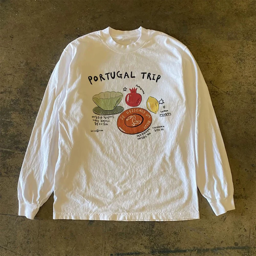 長袖ピュアコットン-tシャツ-香港スタイル-カジュアルシック-レディースウェア-多用途-トレンディブランド-カジュアルウェア-すべての人に