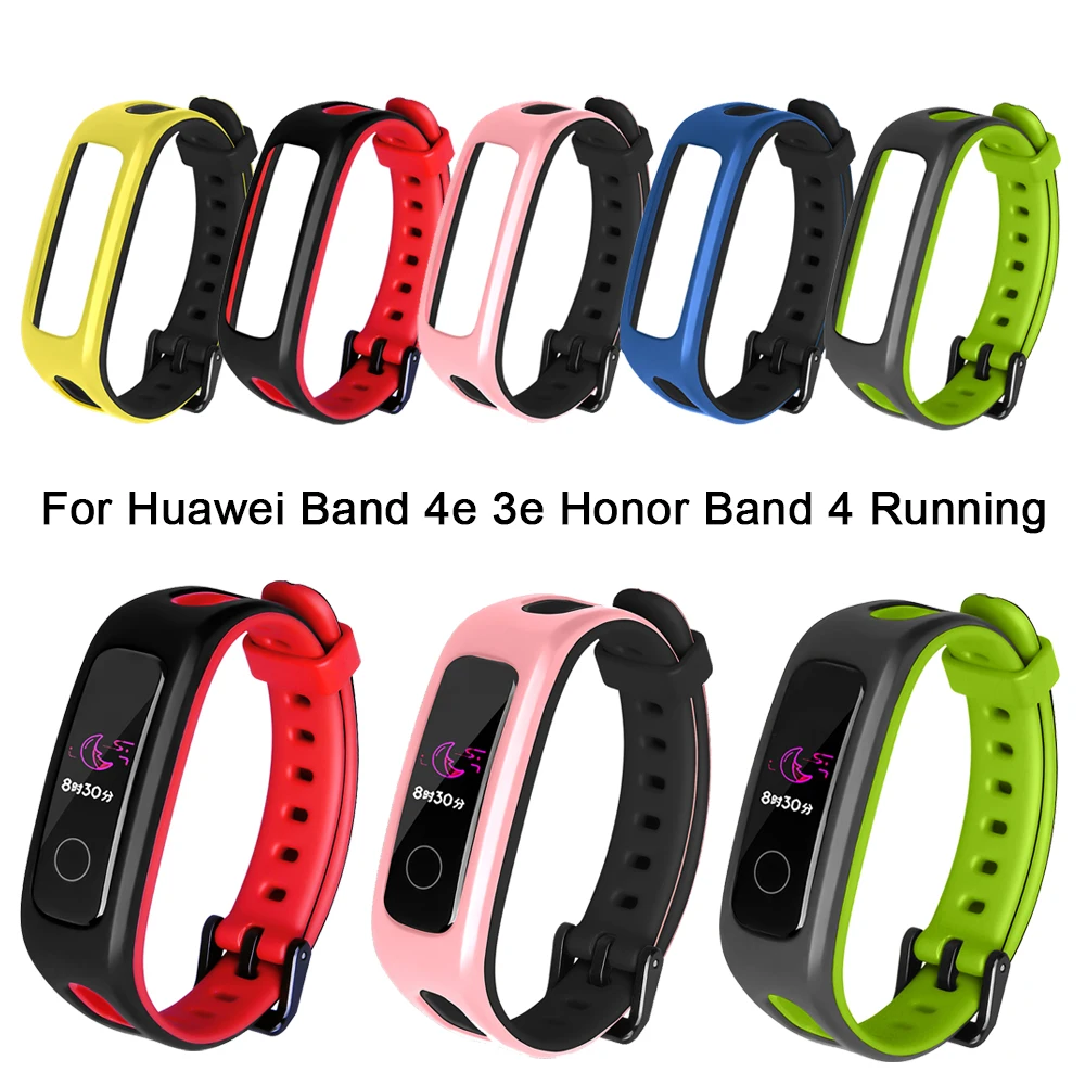 Pulseira de silicone macio para relógio inteligente, pulseira colorida para huawei band 4e 3e honra banda 4 running