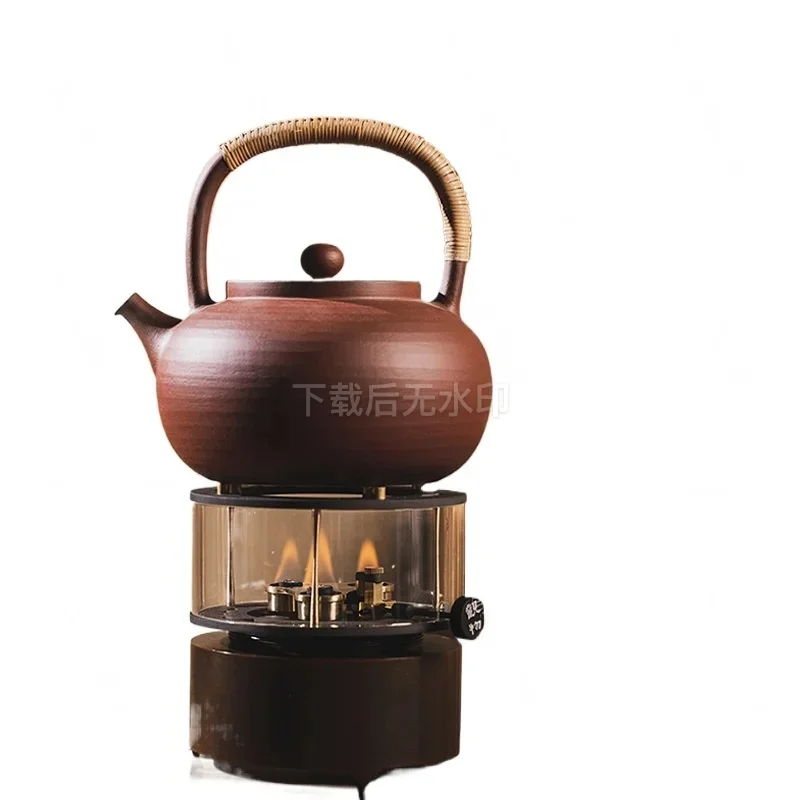 Large Copper Tea Stove Adjustable Firepower 3-Head Burner Tea Brewing Equipment