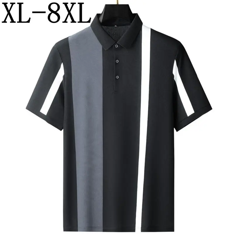 

8XL 7XL 6XL 2023 New Summer 95% Cotton Breathable Polo Shirt Men High End Casual Teeshirt Homme Short Sleeve Loose Mens Shirts