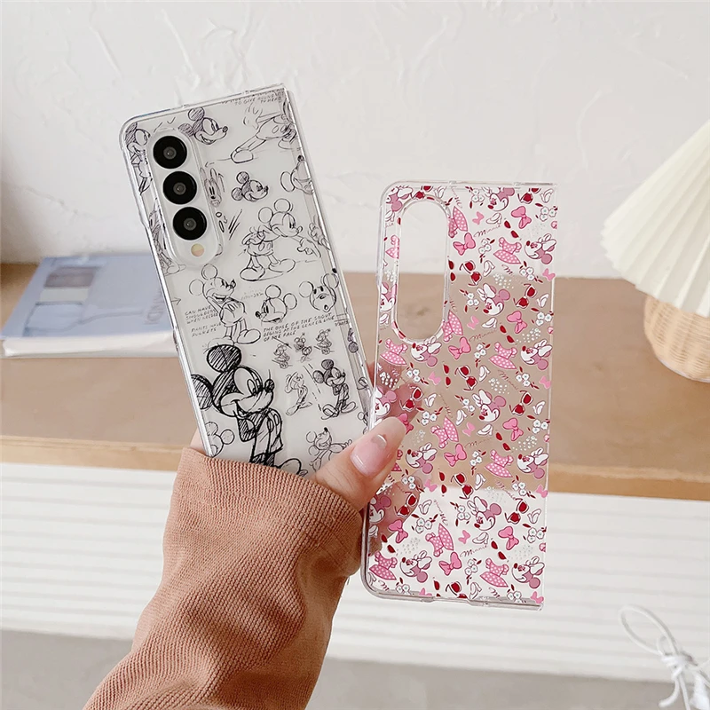 Phone Case For Samsung Galaxy Z FOLD 5 4 3 Amazing Sky Cloud Disney Mickey Toy Story Korean Style Edge Back Cover