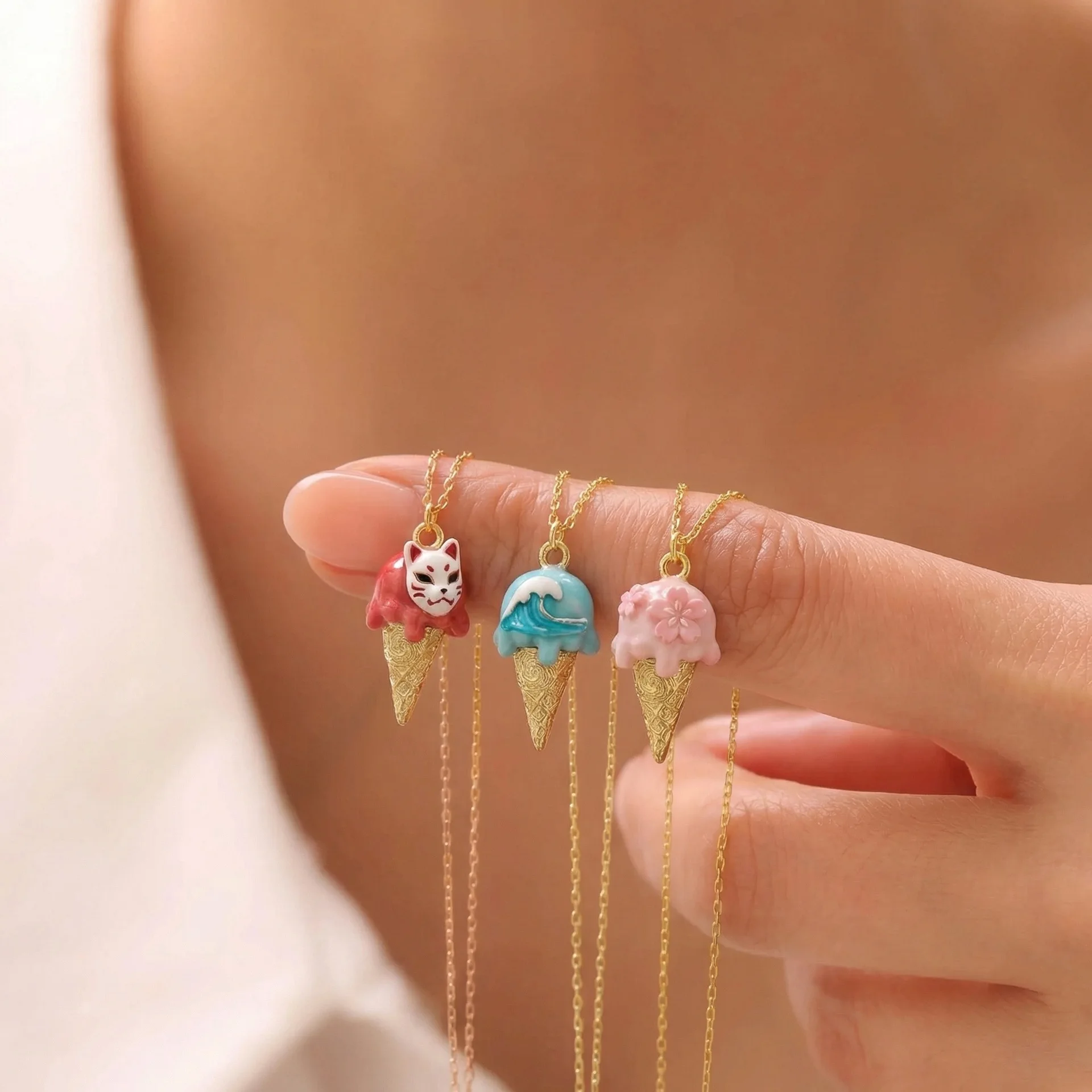 Eiscreme-Anhänger aus Kupfer mit Emaille, Niedlicher Kawaii-Lebensmittel-Charm für DIY-Halsketten, Armbänder, Ohrringe und Schmuckherstellung, 12 Stile – Detail 5