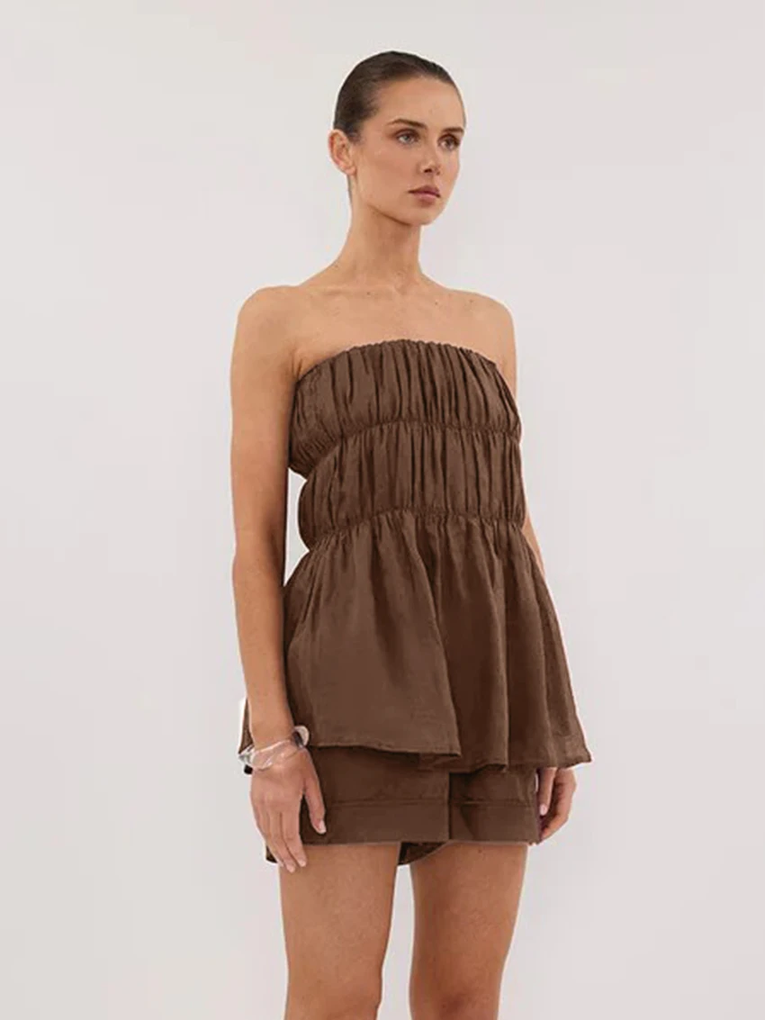 Marthaqiqi Causal Cotton Ladies Sleepwear Set Sexy Slash Neck Pajama Sleeveless Nightwear Tank Top Nightie Shorts Nightgown Suit