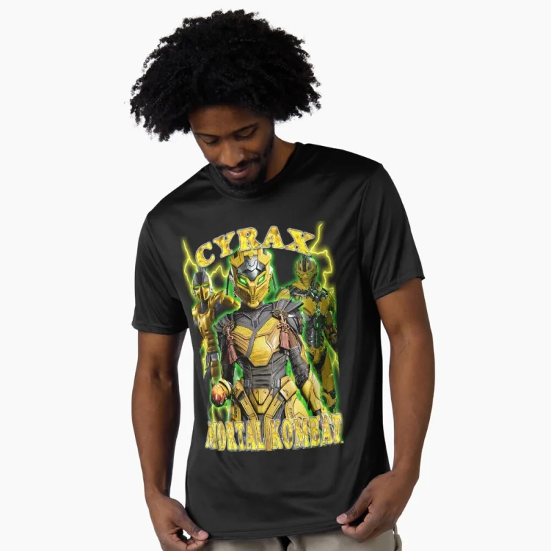 Cyrax MK Vintage 90's Mortal Kombat 1 Gift tee for gamer 100% cotton printed Men's Short Sleeve Graphic T-Shirt All size tops