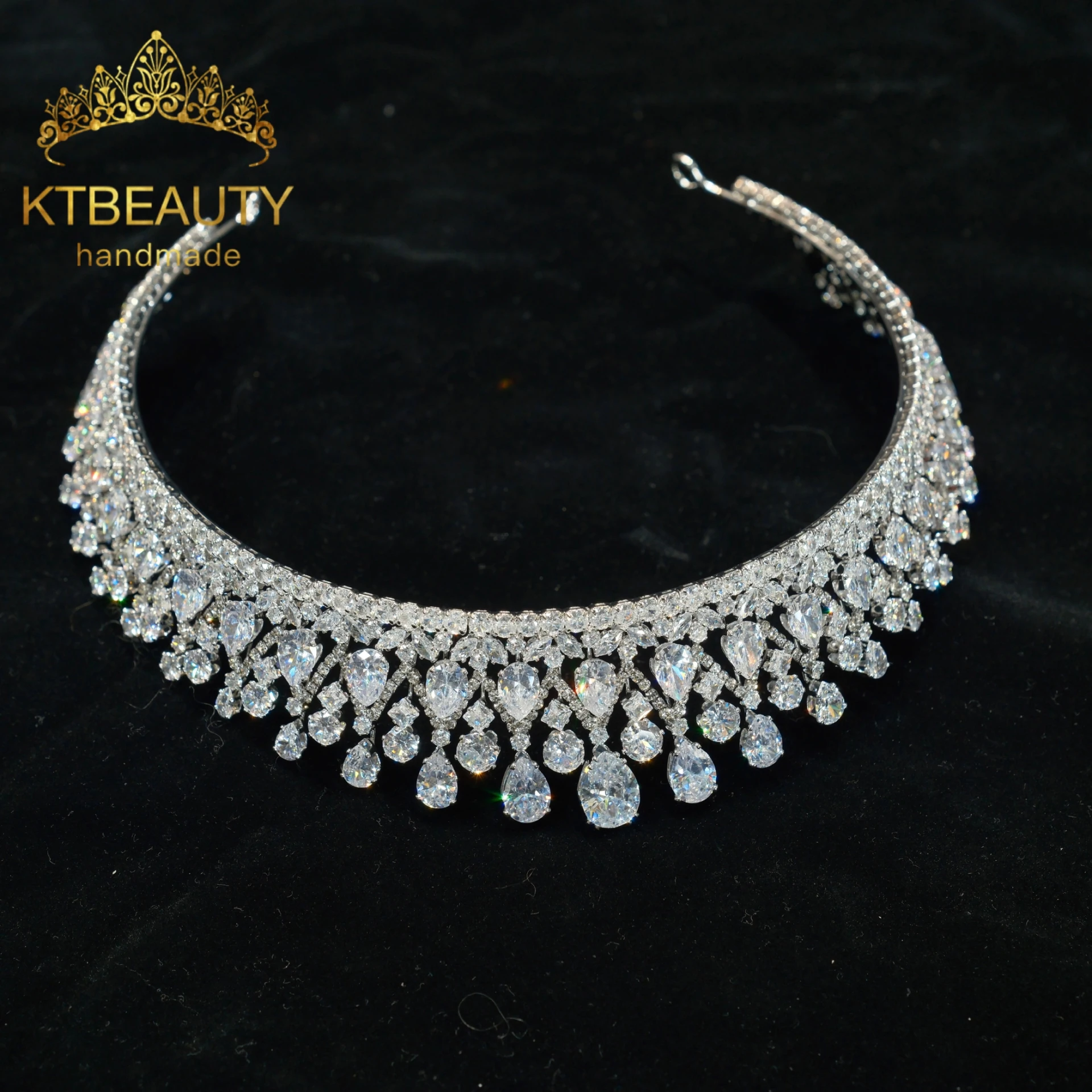 

Модный свадебный головной убор Ktbeauty с медными вставками и цирконами, украшение для волос с крупными камнями, трендовый и популярный аксессуар для женщин