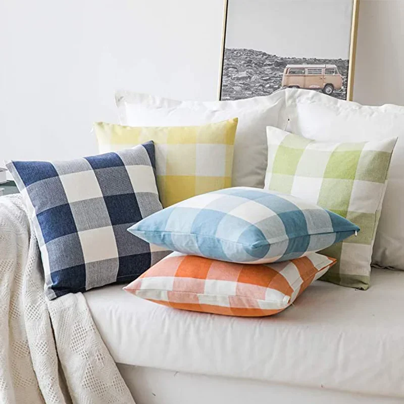 

Cushion Covers Plaid Pillowcases 45x45cm Cozy Home Decor Pillows Cover for Sofa Cushions Pillow Covers Decorative