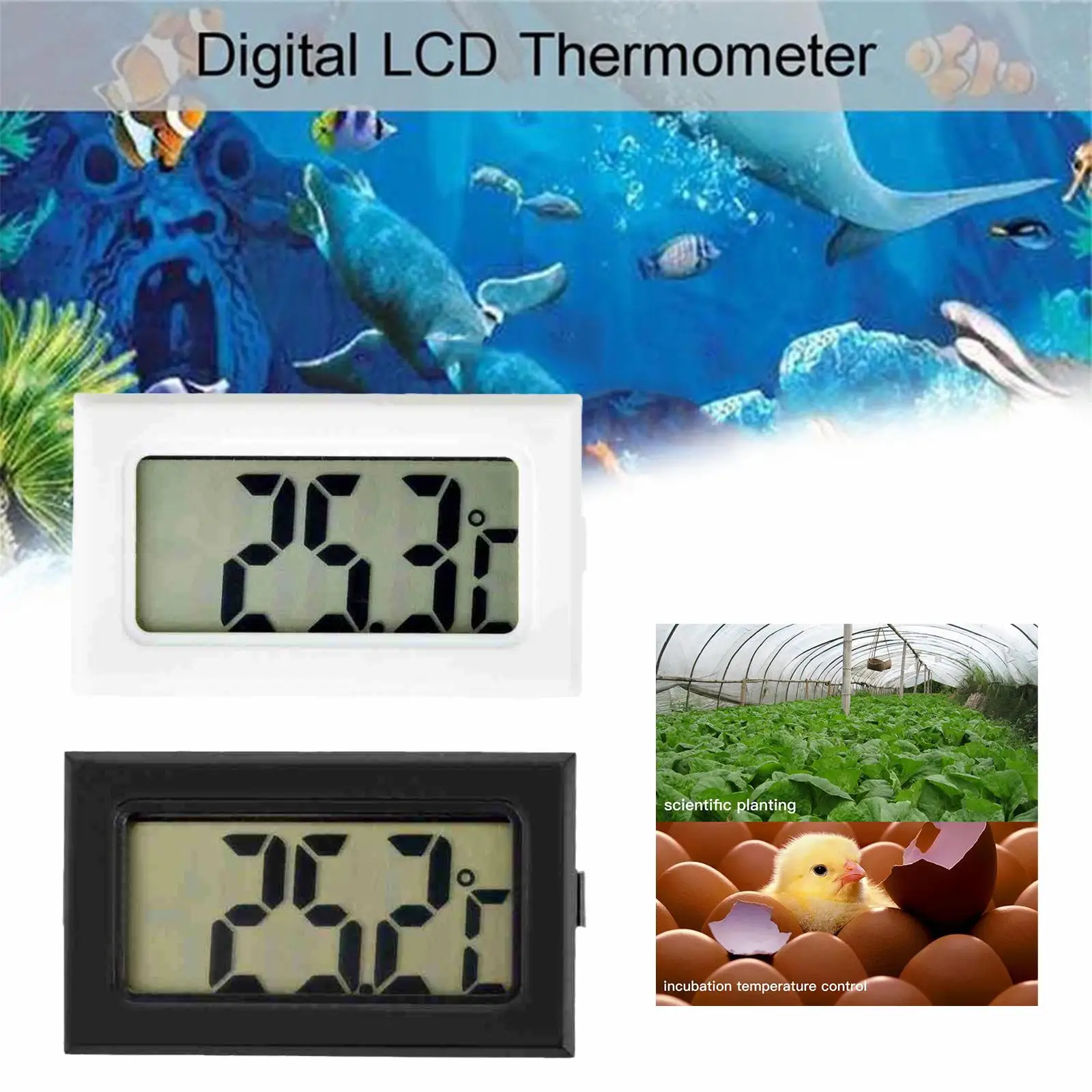 Mini Digital LCD Auto Car Pet Fish Tank Indoor Convenient Temperature Sensor Electronic Thermometer Gauge Thermostat