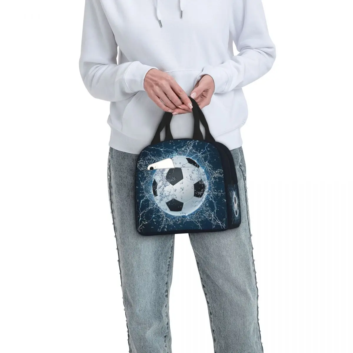 Soccer Ball Insulated Lunch Bag Cooler Bag Meal Container Football Sports Portable Tote Lunch Box Bento Pouch Work Picnic