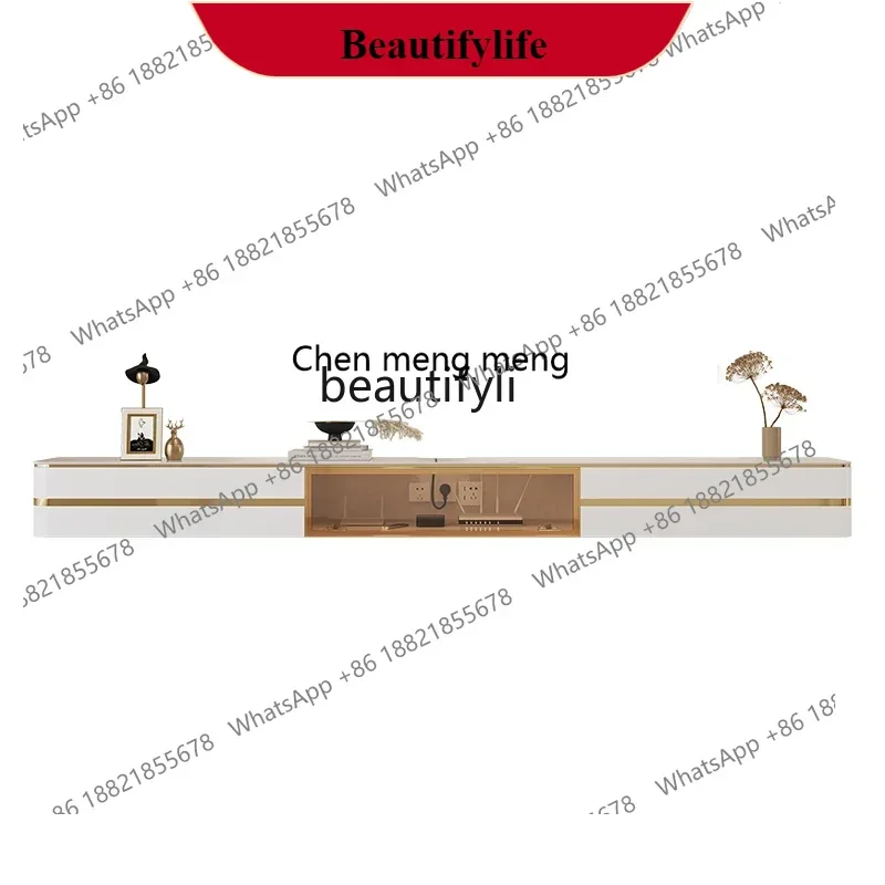 

G153 Light Luxury Hanging Wall-Mounted TV Cabinet and Tea Table Modern Minimalist Wall-Mounted Solid Wood Sitting Room Cabinet