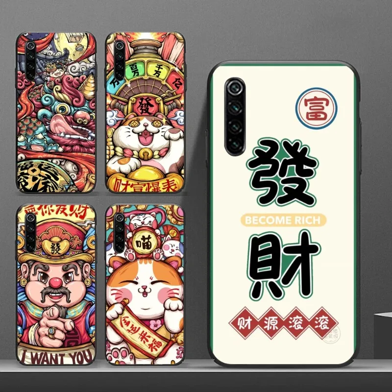 Chinese God of Wealth Cell Phone Case for Realme GT 2 9i 8i 7i Pro X50 X2 C35 C21 C20 C11 C3 Black Soft Phone Cover Funda