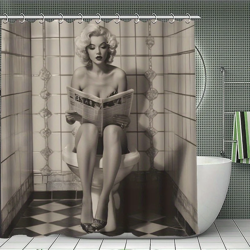 Newspaper Girl, Bathroom Four Piece Set - Classic Waterproof Shower Curtain, Suitable for the Entire Bathroom Set