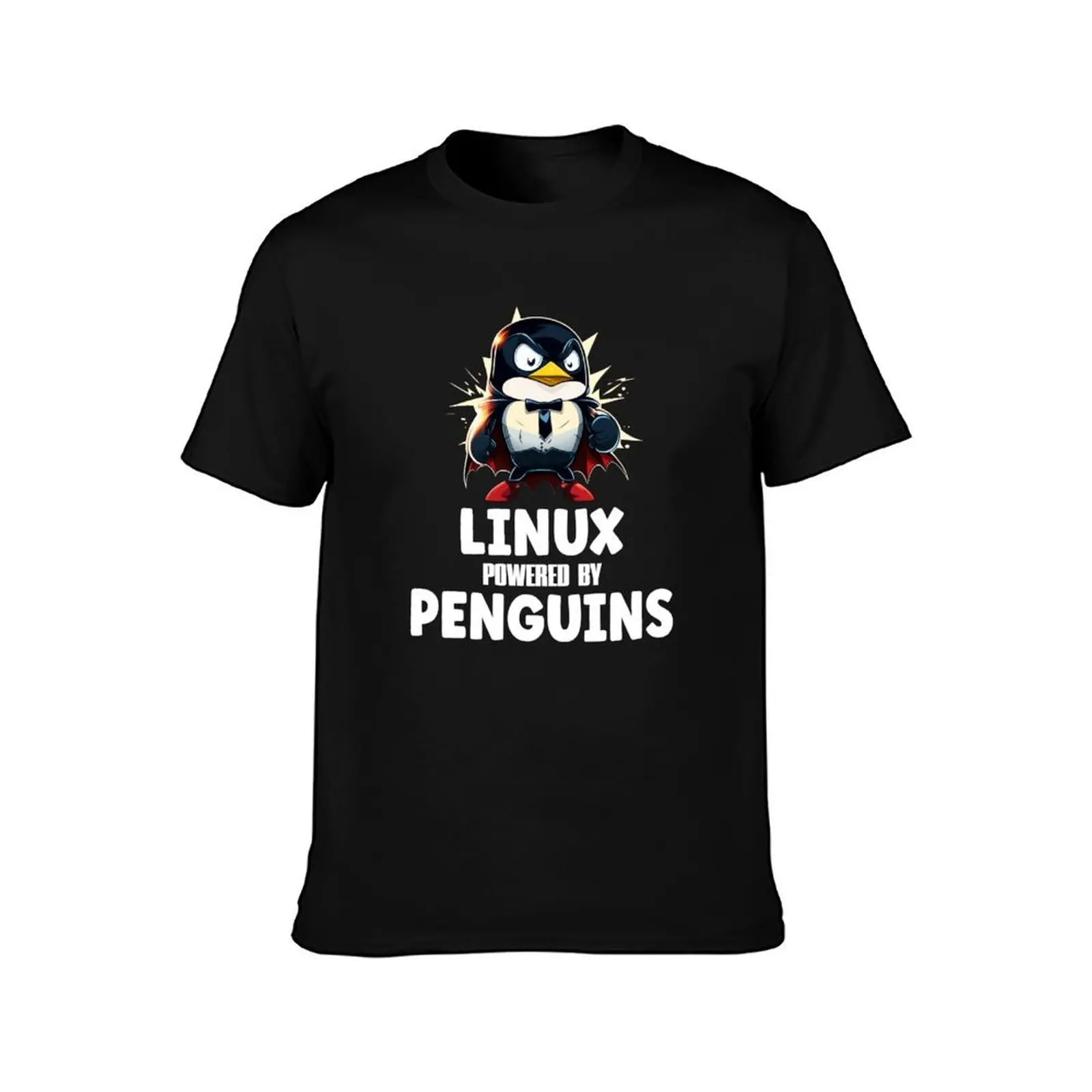 Linux Powered By Penguins T-Shirt Long Lasting Casual T-Shirt