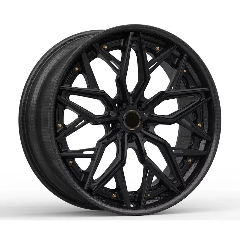 Customizable New Arrival 18 24 Inch Fully Custom Black Brushed Aluminium Alloy Lip 4 Pieces Multi Spoke Forged Wheels