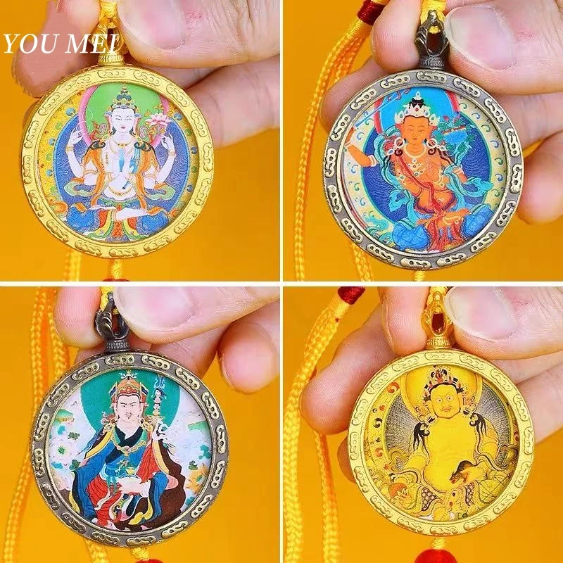 Tibetan Manjushri Bodhisattva Statue Pendant,Car Center Console Ornament Alloy Souvenir Amulet Trinket Gift Buddhist Item