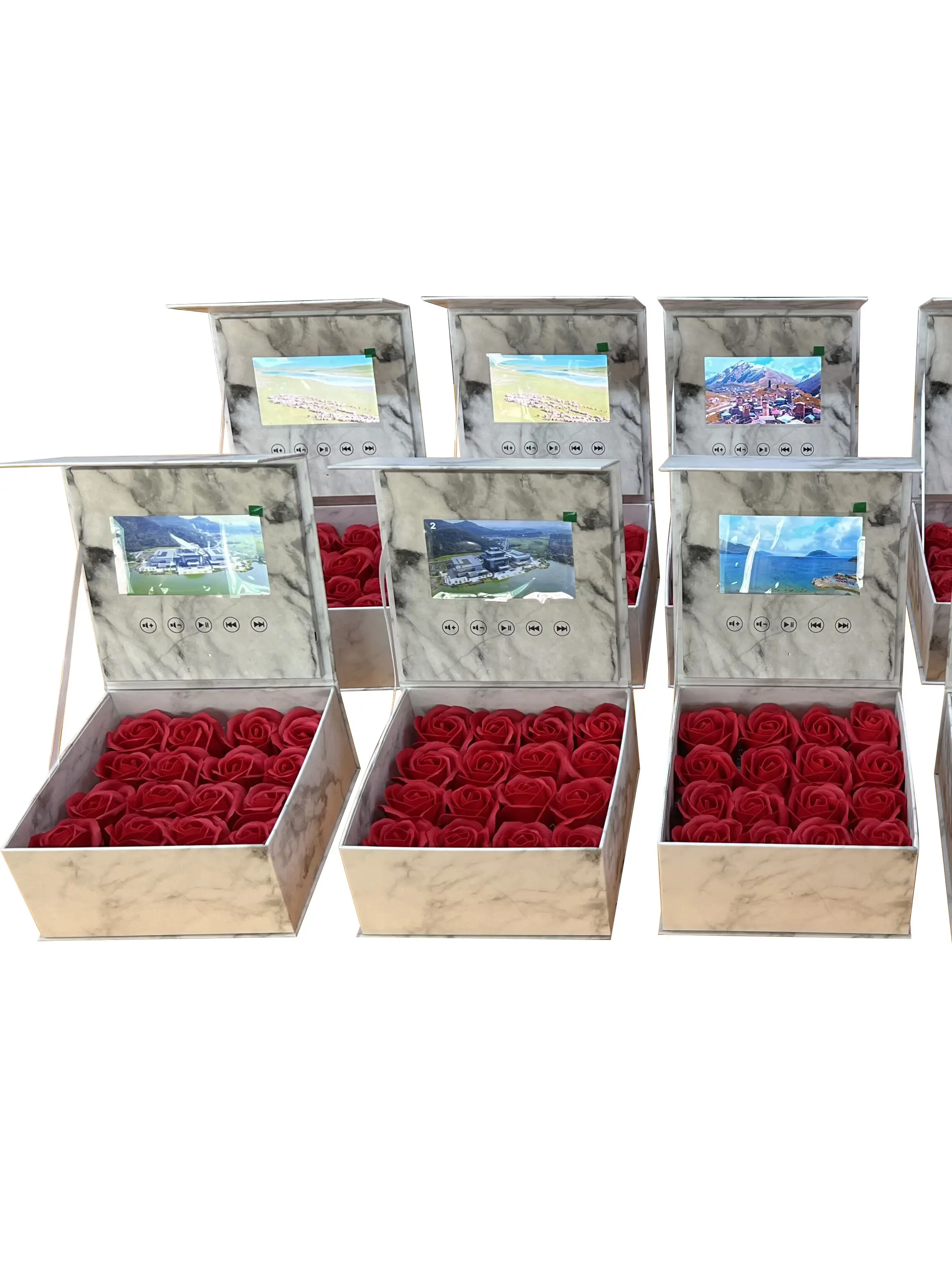 Lcd Gift Boxes Marble Packaging box with Video Screen 4.3 5 inch Led Lcd Video Gift box For Birthday Marketing Items Giveaways