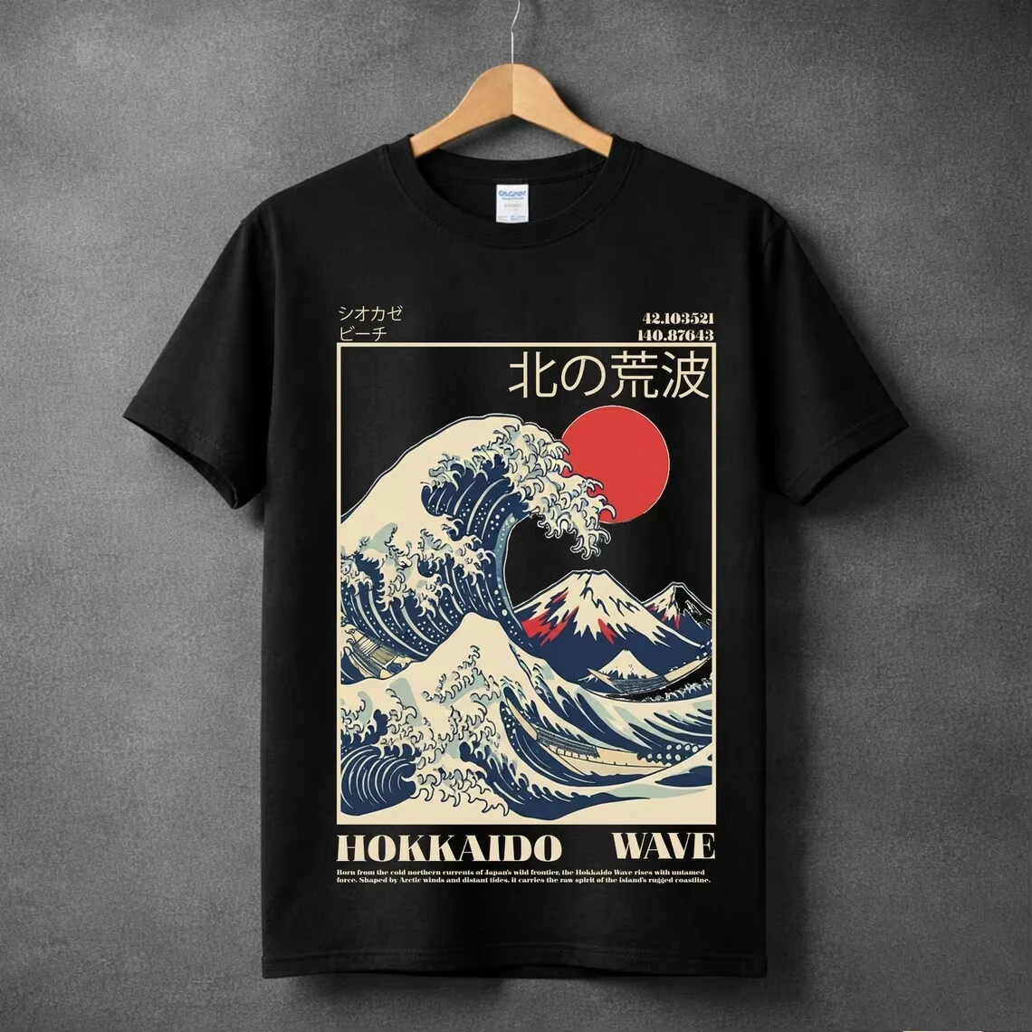 2026 Hokkaido Wave Japanese Graphic T-Shirt Retro Great Wave Mount Fuji Art Tee Summer Harajuku Streetwear White Tops