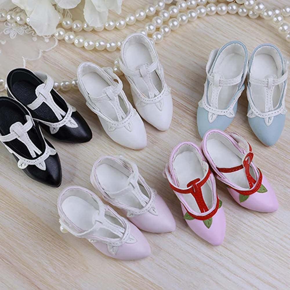 

D09-P946 детская игрушка ручной работы, обувь для кукол 1/4 MDD MSD bjd/sd, черные, синие туфли на высоком каблуке в стиле ретро с листьями, 1 пара