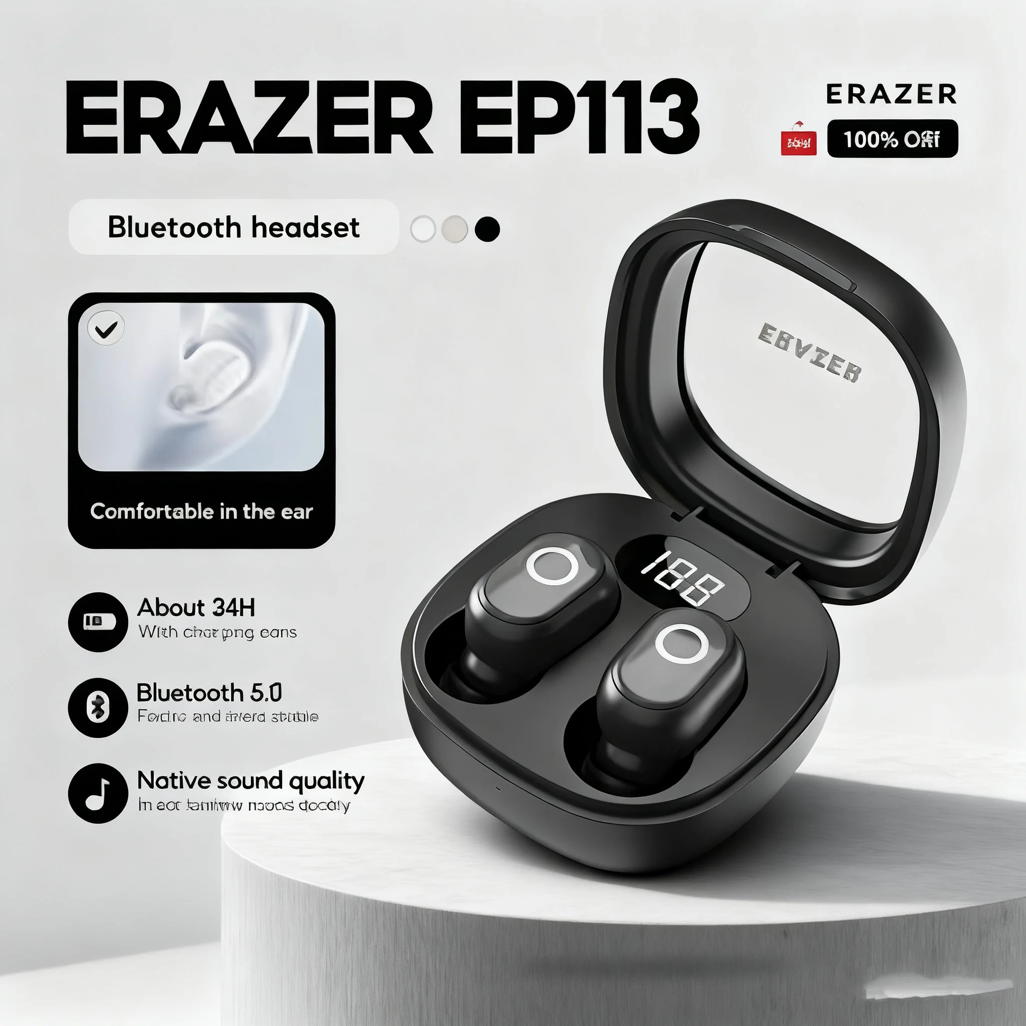 Lenovo ERAZER EP113 Auriculares inalámbricos verdaderos: Bluetooth 5.4, sonido HD HIFI, baja latencia y micrófono incorporado