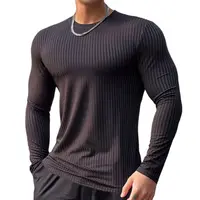 Camiseta deportiva para gimnasio para hombre, camisa ajustada informal de manga larga, camisetas de culturismo para hombre, Tops para correr, deportes, ropa de entrenamiento de secado rápido