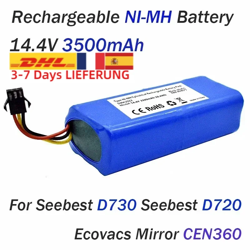 14.4 V 12800mAh NI-MH Akku Für Seebest D730  D720 Ecovacs Spiegel CEN360 Roboter Staubsauger Teile