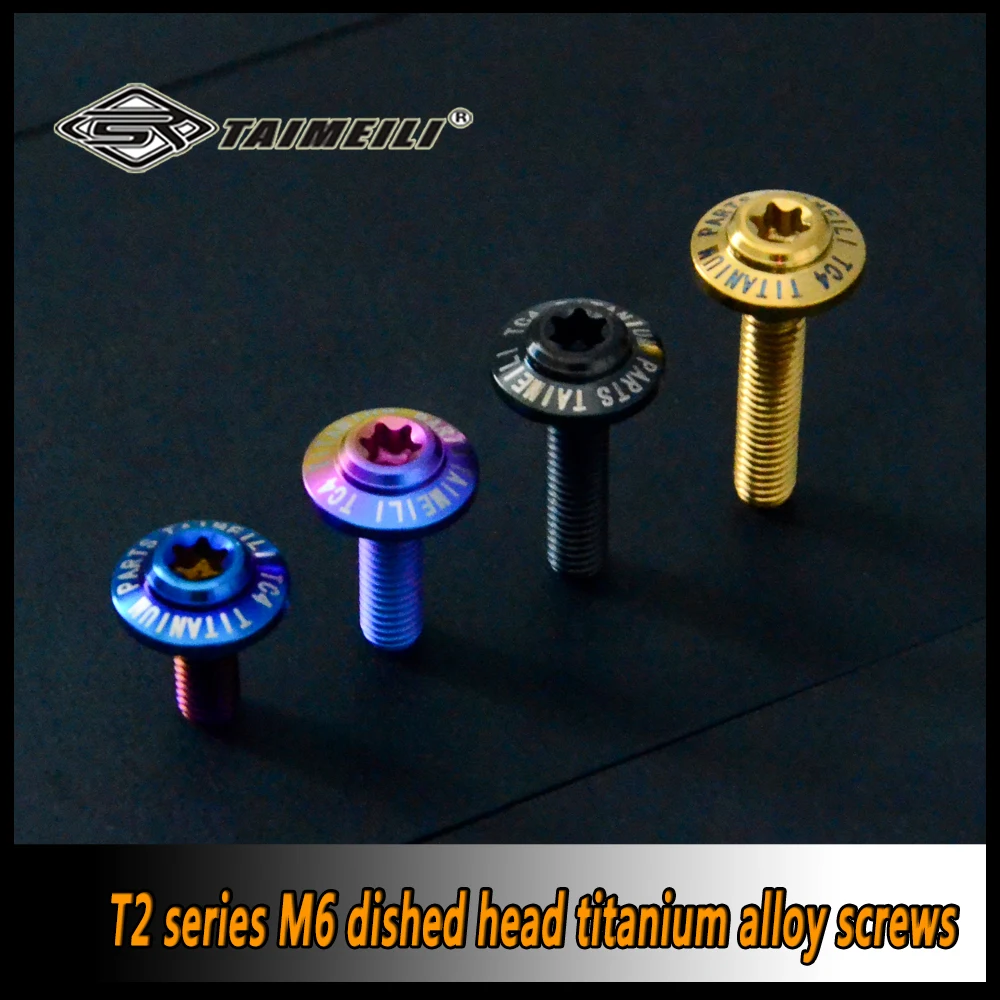 TAIMEILI 1 buah Titanium Aloi baut T2 seri Dished sekrup M6 x10/16/20/25/30mm cangkang lokomotif modifikasi dan perbaikan