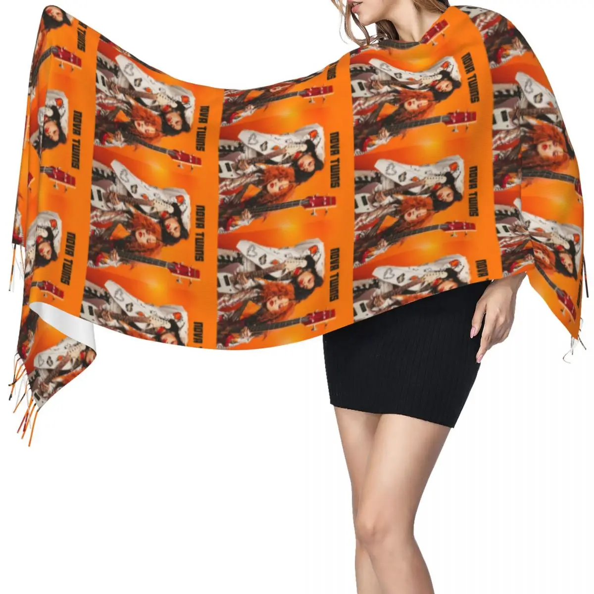 

Nova Twins шарф с кисточками, женские мягкие теплые шали и накидки, длинная осенне-зимняя шаль