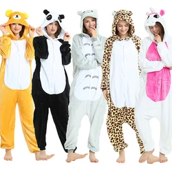 Animal Bear Onesies Kigurumi Unicorn Pajamas Set Women Winter Overall Flannel Cartoon Cosplay Sleepwear Jumpsuit Homewear Pijama